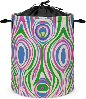 Psychedelic Abstract Expression Foldable Laundry Hamper Drawstring Dirty Clothes Bag Organizer Basket for Bedroom Bathroom Dorm 44x44cm
