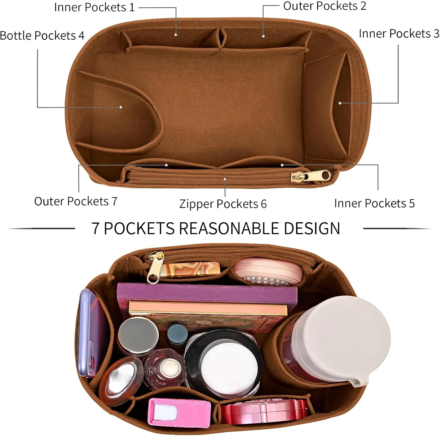 Purse Organizer Inserts for Speedy 35 Felt Purse Inserts HandBag and Tote bag Neverful Organizer Insert (EarthColor,X-Lage