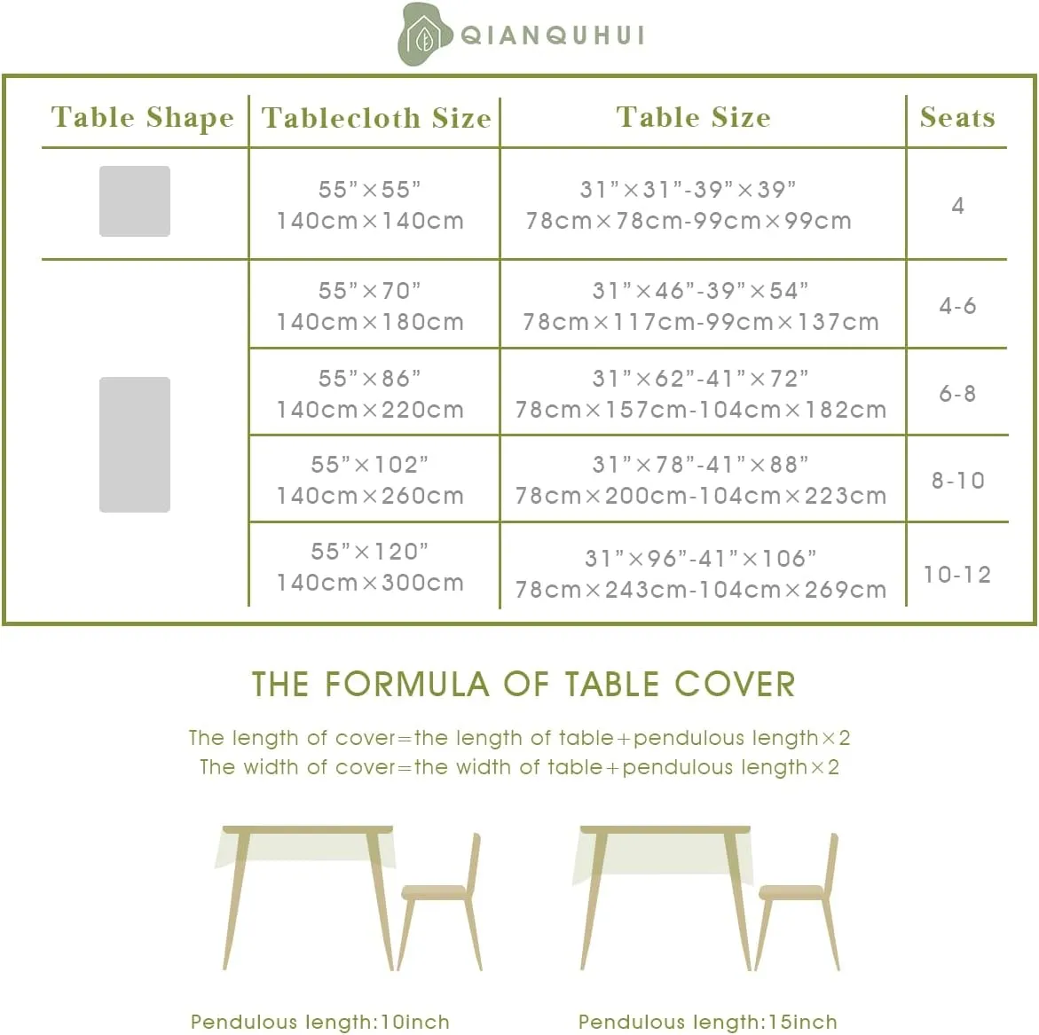 QIANQUHUI Embroidered Tablecloth for Dining Table,Dust Proof Spillproof Soil Resistant Cotton Linen Rectangle Table Cloths (Coffee Wheat, Rectangle/Oblong, 55'x70'', 4-6 Seats)