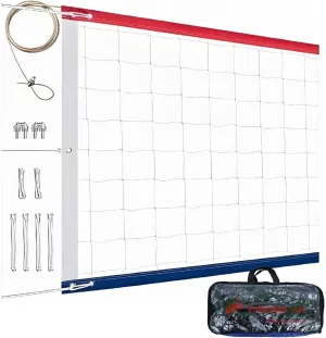 Qivine Beach Volleyball Net, Portable Volleyball Net Outdoor, Park and Sun Nets with Iron Adjustable Height Poles Heavy Duty for Outdoor, Backyard, Pool