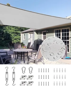 Quictent Waterproof Sun Shade Sail for Patios 185G Polyester Fabric Cloth, 98% UV Block Outdoor Awning Shelter for Commercial, Backyard, Garden, Deck, Hardware Kit Included 20x16 ft, Gray