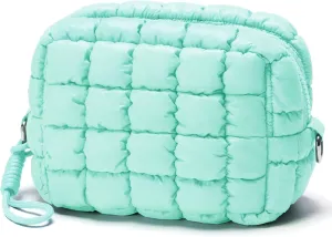 Quilted Makeup Bag Puffy Cosmetic Bag Cute Puffer Travel Toiletry Bag for Women, Small Makeup Pouch for Purse Quilted Cosmetic Pouch for Essentials Toiletries, Gift for Women, Girls