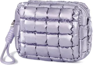 Quilted Makeup Bag Puffy Cosmetic Bag Puffer Travel Toiletry Bag for Women, Small Makeup Pouch for Purse Quilted Cosmetic Pouch for Essentials Toiletries, Gift for Women