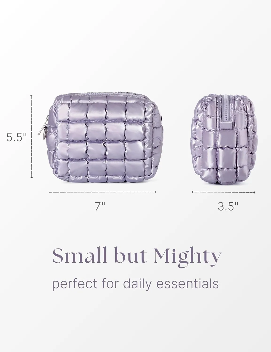 Quilted Makeup Bag Puffy Cosmetic Bag Puffer Travel Toiletry Bag for Women, Small Makeup Pouch for Purse Quilted Cosmetic Pouch for Essentials Toiletries, Gift for Women