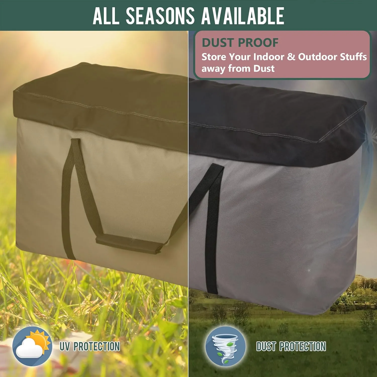 Rachmi Cushion Storage Bag (152 Gal) 60 Inch with Zipper & Padded Handle, Outdoor Oversized Heavy Duty 600D Water-resistant Moving Bag, (60"Wx20"Dx29"H, Extra Large)