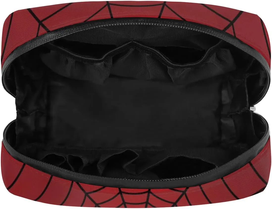 Red Web Travel Toiletry Bag for Kids, Cute Small Makeup Pouch for Boys Girls, Waterproof Wash Bag Cosmetic Weekender Bag Toddler Traveling Toiletries