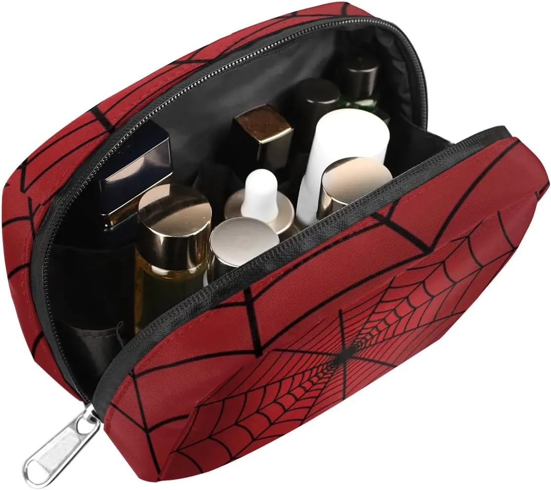 Red Web Travel Toiletry Bag for Kids, Cute Small Makeup Pouch for Boys Girls, Waterproof Wash Bag Cosmetic Weekender Bag Toddler Traveling Toiletries