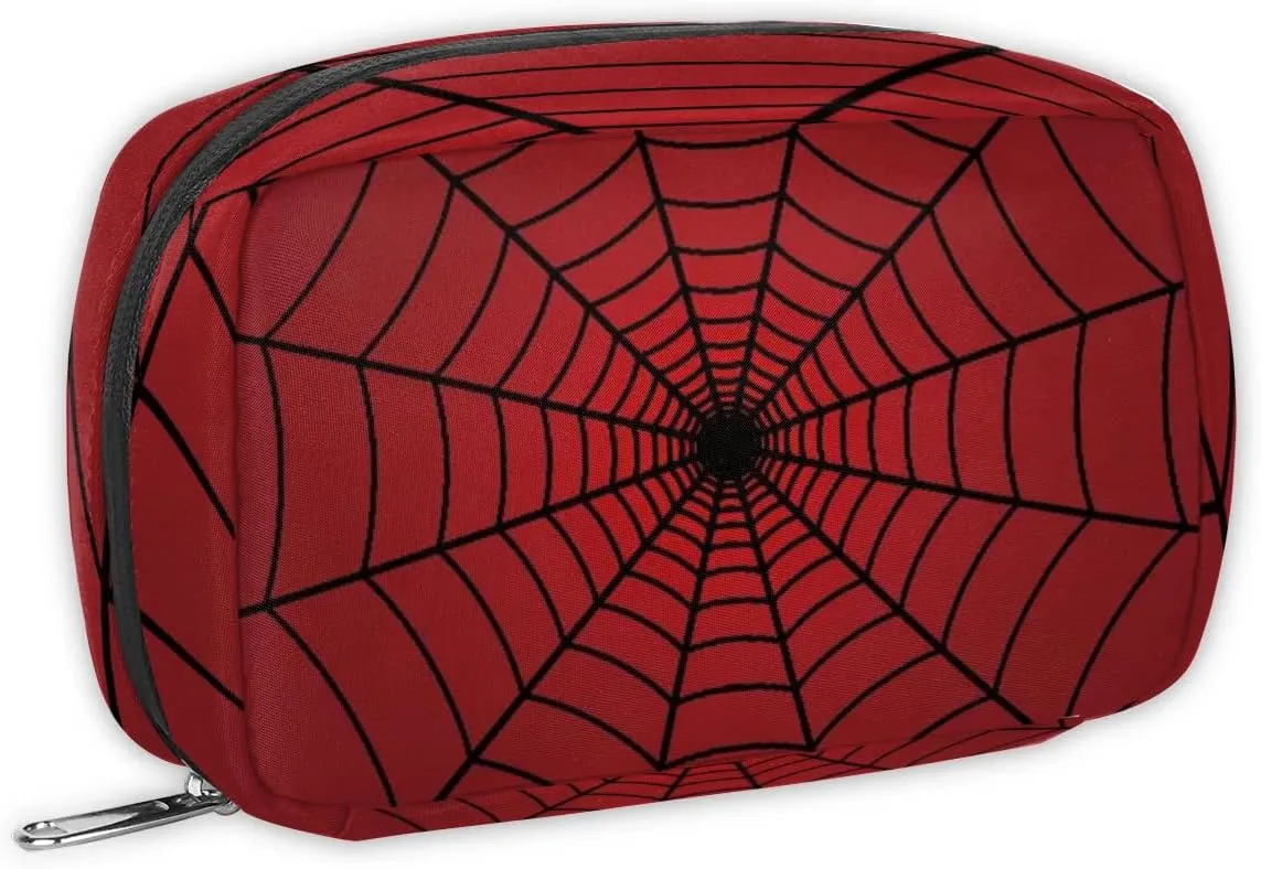Red Web Travel Toiletry Bag for Kids, Cute Small Makeup Pouch for Boys Girls, Waterproof Wash Bag Cosmetic Weekender Bag Toddler Traveling Toiletries
