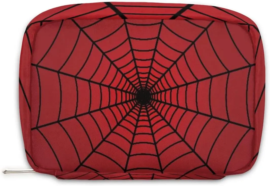 Red Web Travel Toiletry Bag for Kids, Cute Small Makeup Pouch for Boys Girls, Waterproof Wash Bag Cosmetic Weekender Bag Toddler Traveling Toiletries