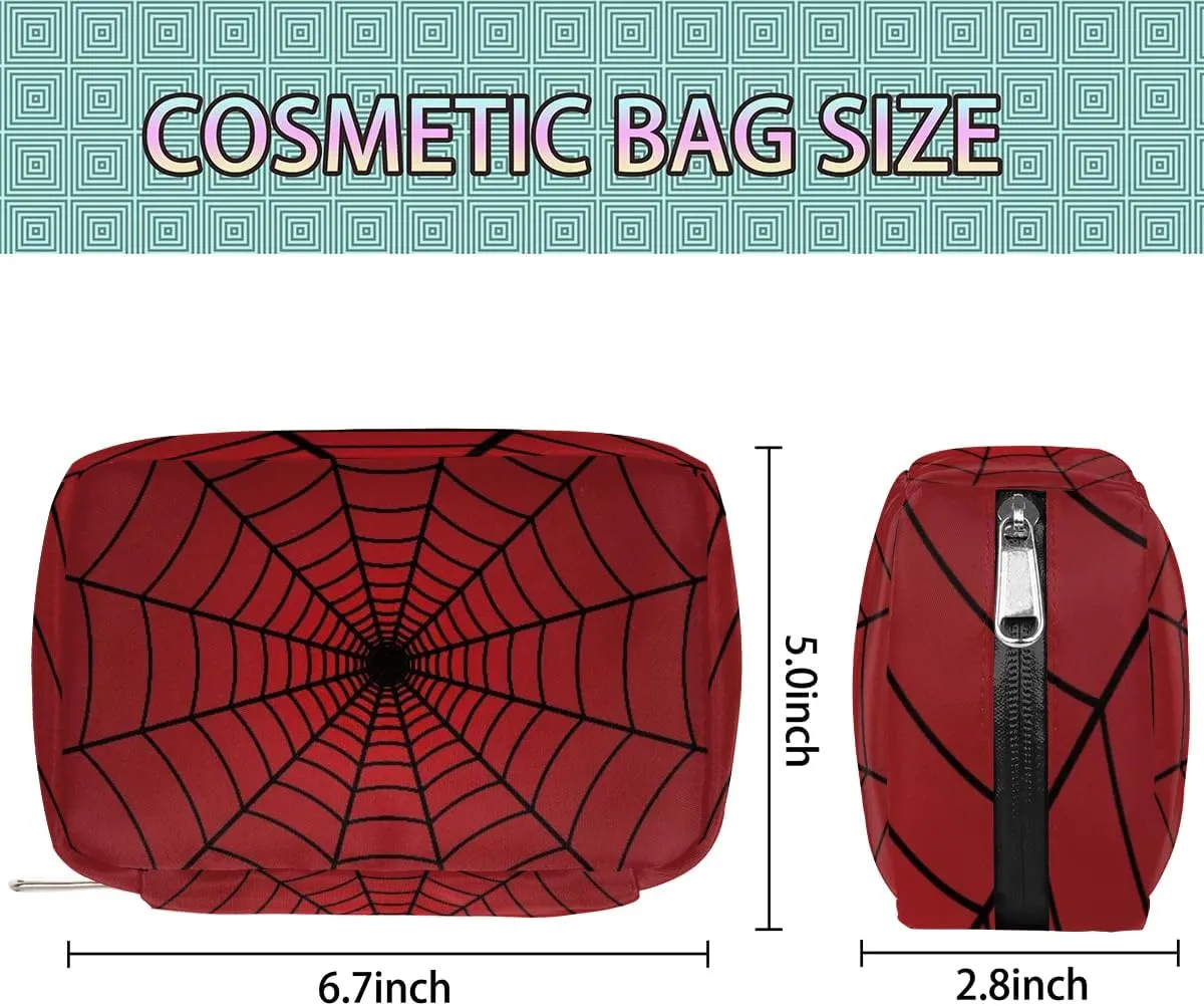 Red Web Travel Toiletry Bag for Kids, Cute Small Makeup Pouch for Boys Girls, Waterproof Wash Bag Cosmetic Weekender Bag Toddler Traveling Toiletries