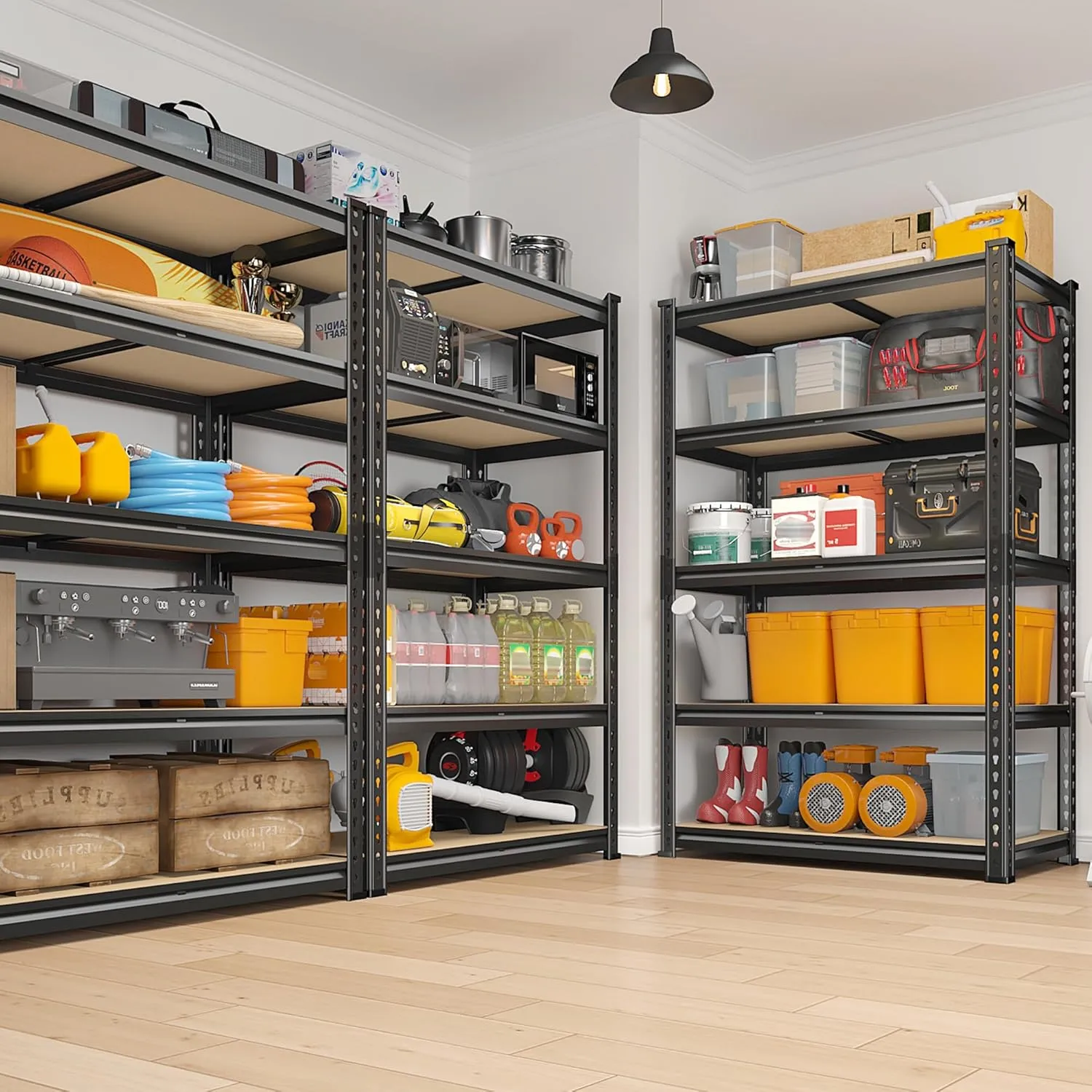 REIBII 2020LBS Storage Shelves 5 Tier Garage Shelving Heavy Duty Adjustable Garage Shelves, Utility Rack Shelf, Shelving Units for Storage Warehouse Pantry Closet, 35.5" W x 11.9" D x 72" H, 4 Pack
