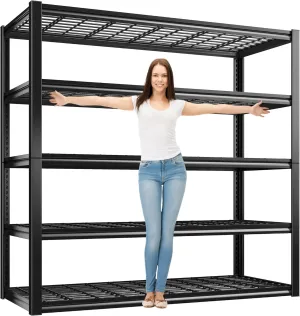 REIBII 48.2'' W Storage Shelves 3010LBS Garage Shelving Heavy Duty Shelving 5 Tier Adjustable Metal Shelves for Storage Rack Wire Shelf Industrial Utility Shelf 48.2'' W X 24.1'' D X 72'' H