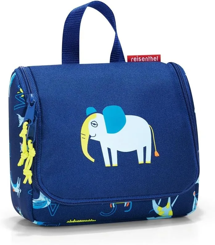 reisenthel Toiletbag S Kids, Small Hanging Travel Toiletry Organizer, ABC Friends Blue