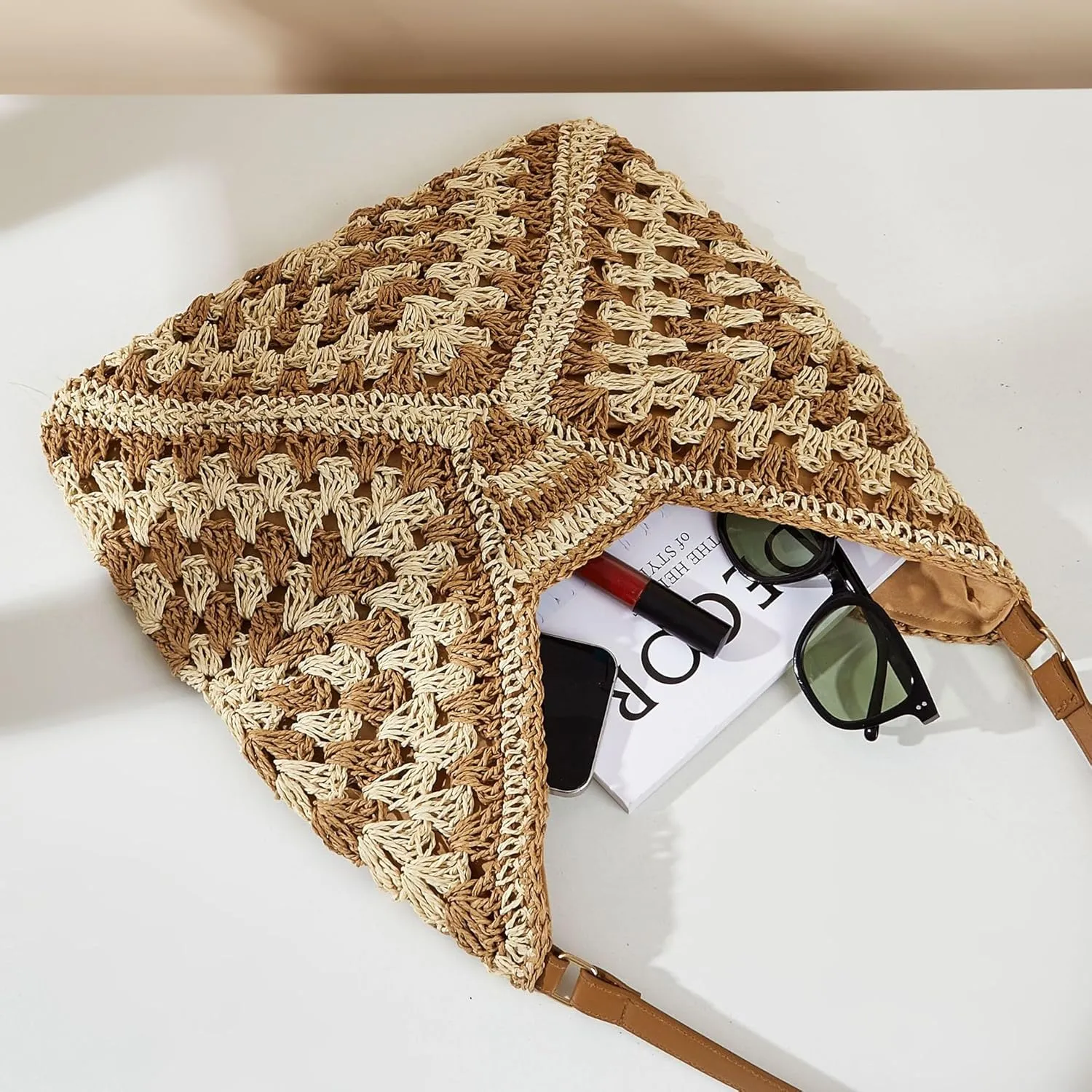 Rejolly Straw Hobo Bag for Women Tote Bag Summer Vacation Beach Handbags Boho Bohemian Style Shoulder Purse