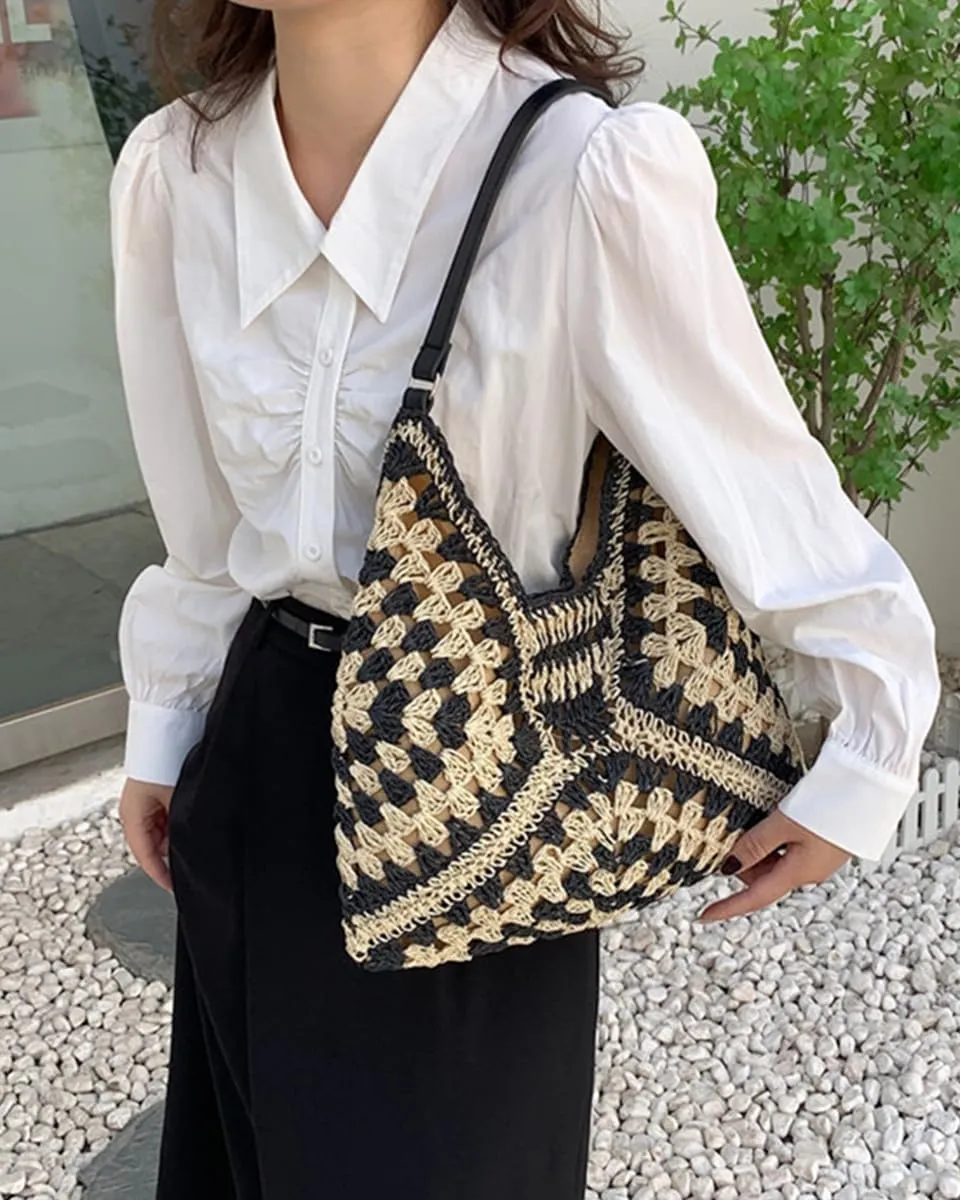 Rejolly Straw Hobo Bag for Women Tote Bag Summer Vacation Beach Handbags Boho Bohemian Style Shoulder Purse