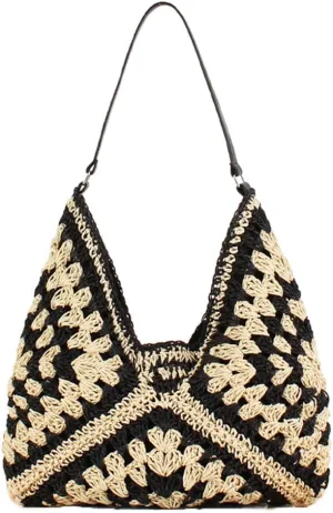 Rejolly Straw Hobo Bag for Women Tote Bag Summer Vacation Beach Handbags Boho Bohemian Style Shoulder Purse