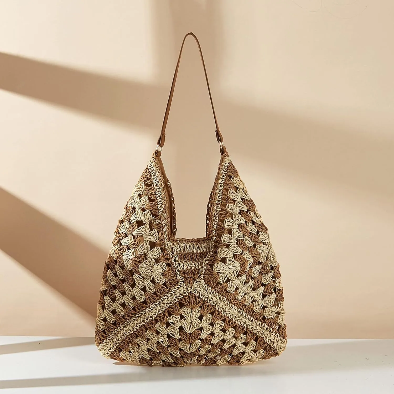 Rejolly Straw Hobo Bag for Women Tote Bag Summer Vacation Beach Handbags Boho Bohemian Style Shoulder Purse