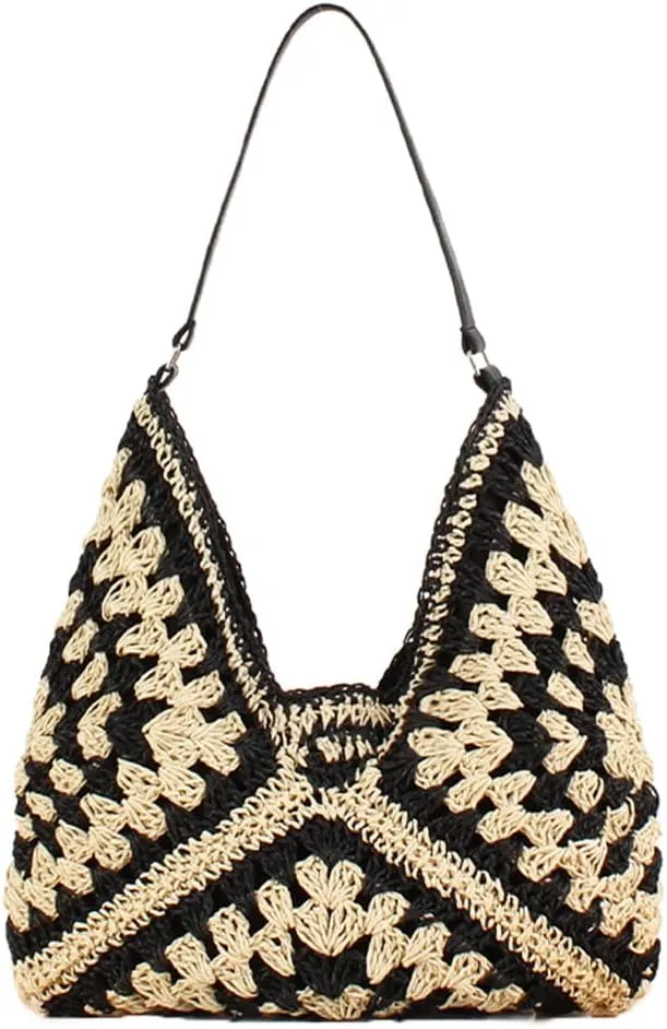 Rejolly Straw Hobo Bag for Women Tote Bag Summer Vacation Beach Handbags Boho Bohemian Style Shoulder Purse