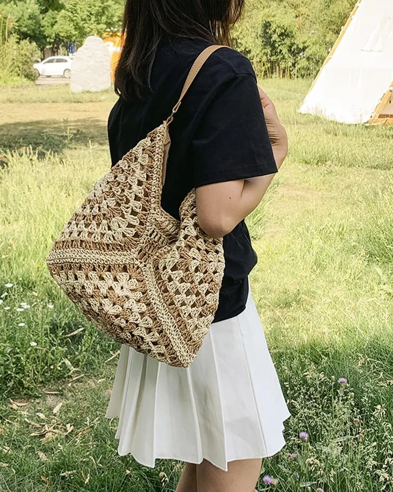 Rejolly Straw Hobo Bag for Women Tote Bag Summer Vacation Beach Handbags Boho Bohemian Style Shoulder Purse