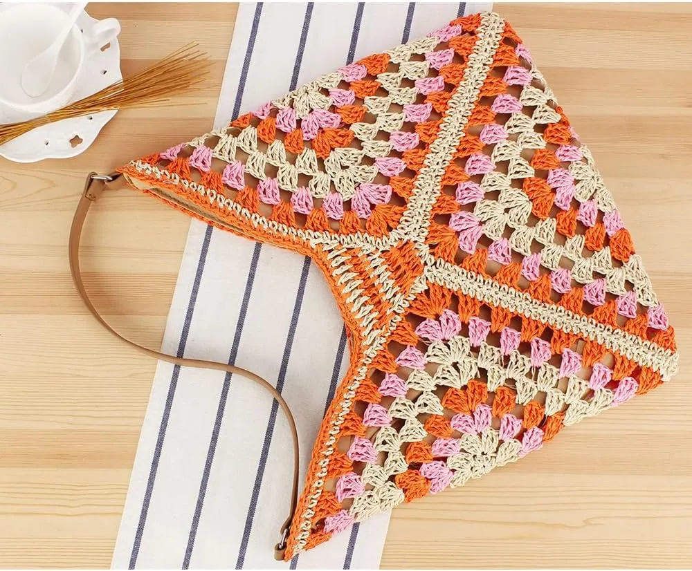 Rejolly Straw Hobo Bag for Women Tote Bag Summer Vacation Beach Handbags Boho Bohemian Style Shoulder Purse