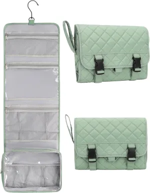 Relavel Travel Hanging Toiletry Bag for Men Women Travel Kit Shaving Bag Waterproof Large Makeup Bag Wash Bag Makeup Organizer Cosmetic Case for Bathroom Shower Green Pro