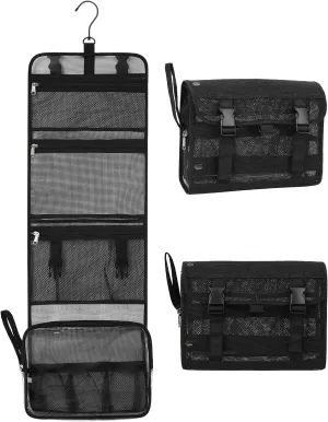 Relavel Travel Hanging Toiletry Bag for Men Women Travel Kit Shaving Bag Waterproof Large Makeup Bag Wash Bag Makeup Organizer Cosmetic Case for Bathroom Shower Shower Caddy Black