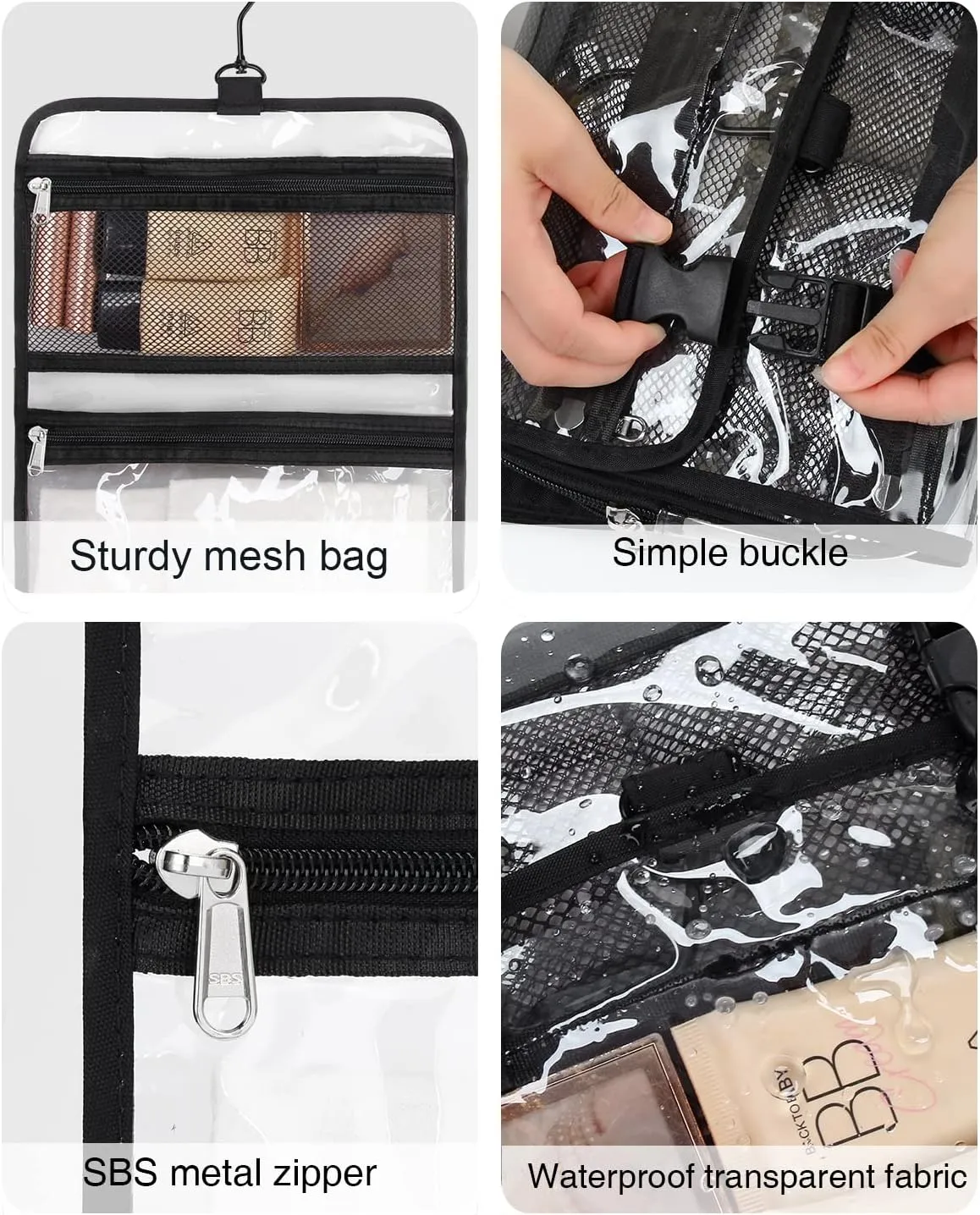 Relavel Travel Hanging Toiletry Bag for Men Women with Clear TSA Approved Toiletry Bag, Travel Kit Shaving Bag Waterproof Large Makeup Bag Wash Bag Makeup Organizer Cosmetic Case