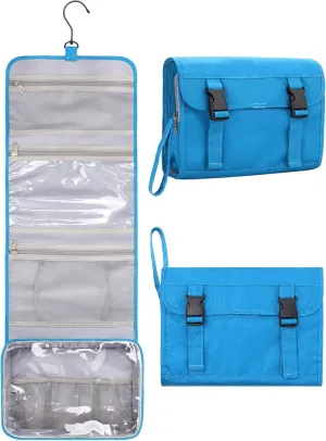 Relavel Travel Hanging Toiletry Bag for Women Men Large Capacity Makeup Bag Waterproof Cosmetic Storage Organizer Case for Bathroom Shower (Blue)