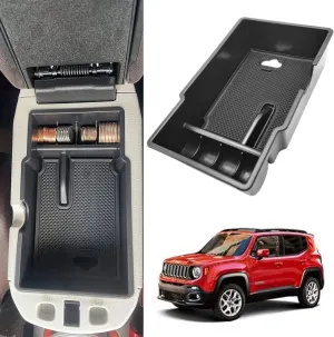 Renegade Interior Accessories Center Console Organizer For Jeep Renegade 2015-2021 Latitude Limited Trailhawk Altitude Sport Utility Car Tray Armrest Box Secondary Storage Black