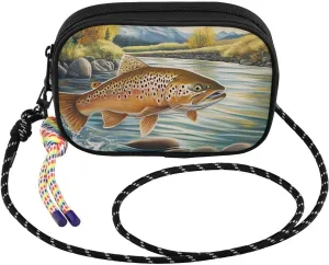 Retro Trout River Crossbody Bags for Women Cell Phone Purses Women's Shoulder Handbags Wallet Purse with Adjustable Strap