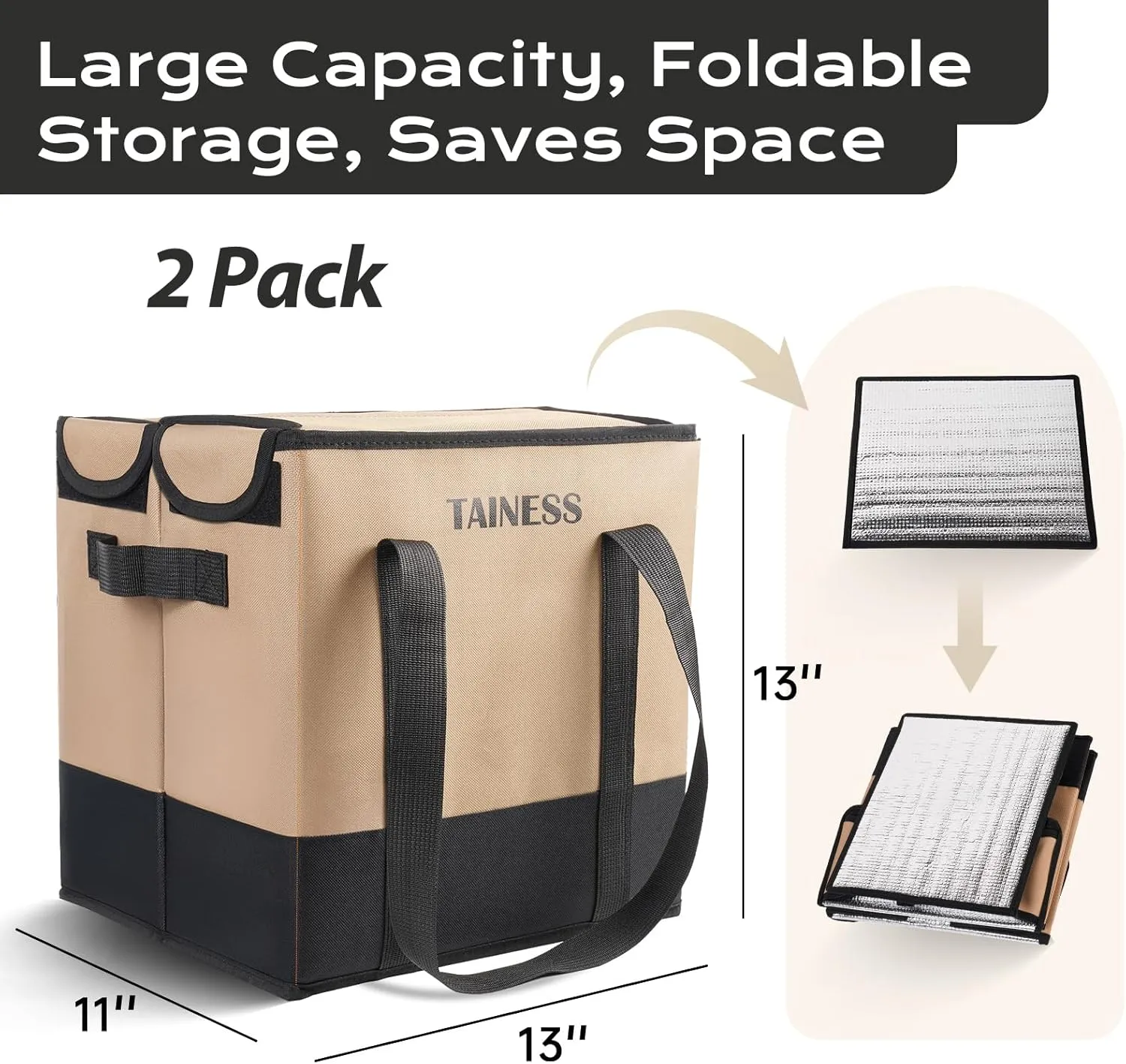 Reusable Insulated Grocery Bags Collapsible Grocery Tote Bags for Shopping Wear Resistant Heavy Duty Foldable Cooler Grocery Bags for Frozen and Hot Food Camping Bags