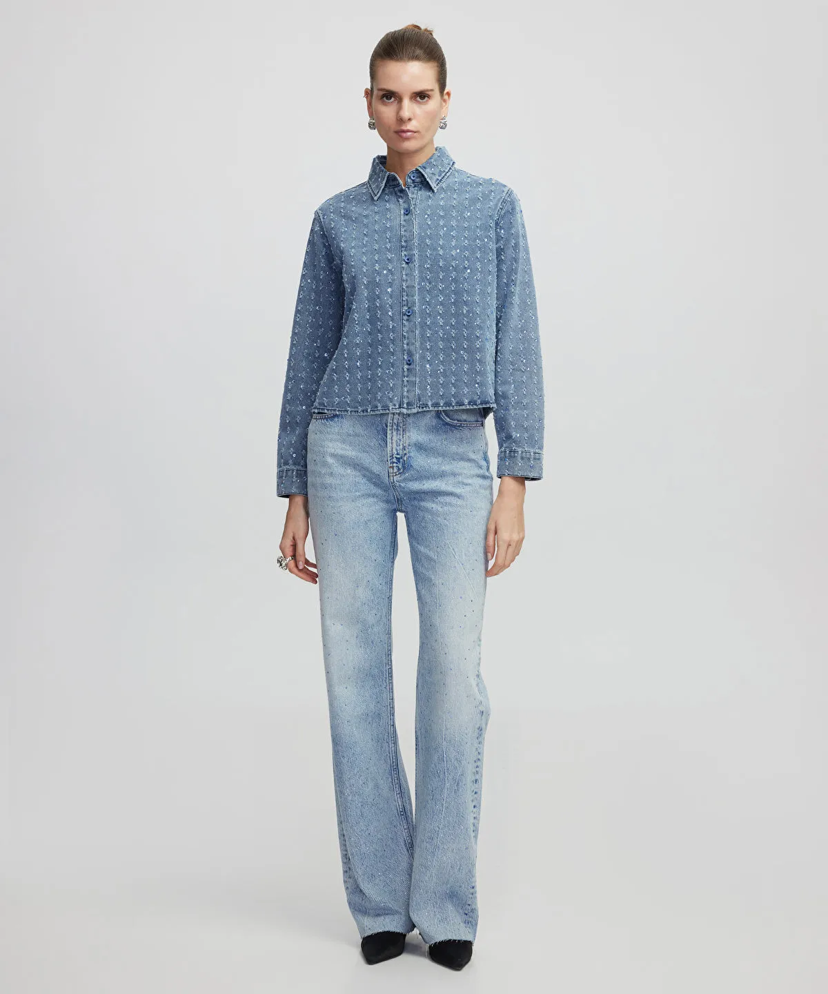 Rhinestone denim shirt