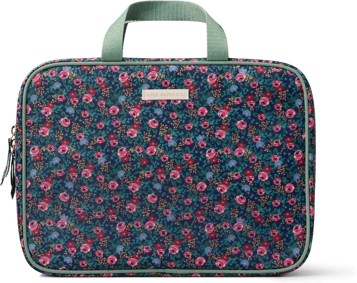 RIFLE PAPER CO. Travel Cosmetic Case, Unit Includes Pockets for storage, Simply Wipe to Easily Clean, Unique Travel Accessory, Stylized Pattern, Floral Rosa