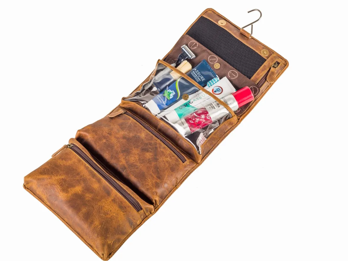 Rockliff - Fold-Out Toiletry Bag in Crazy Horse Tan