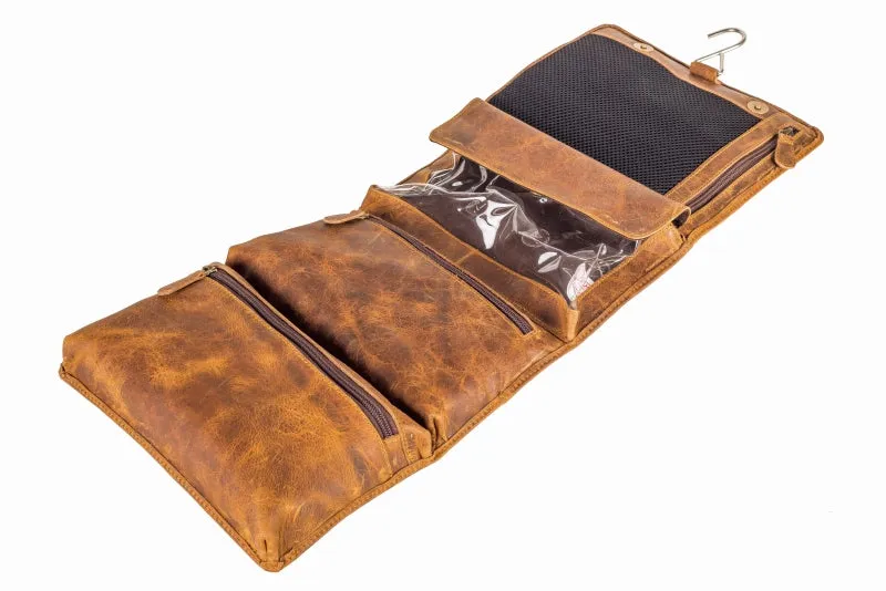Rockliff - Fold-Out Toiletry Bag in Crazy Horse Tan
