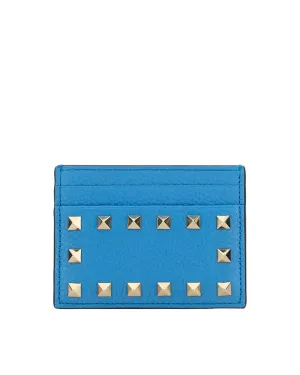 Rockstud Embellished Cardholder in Denim