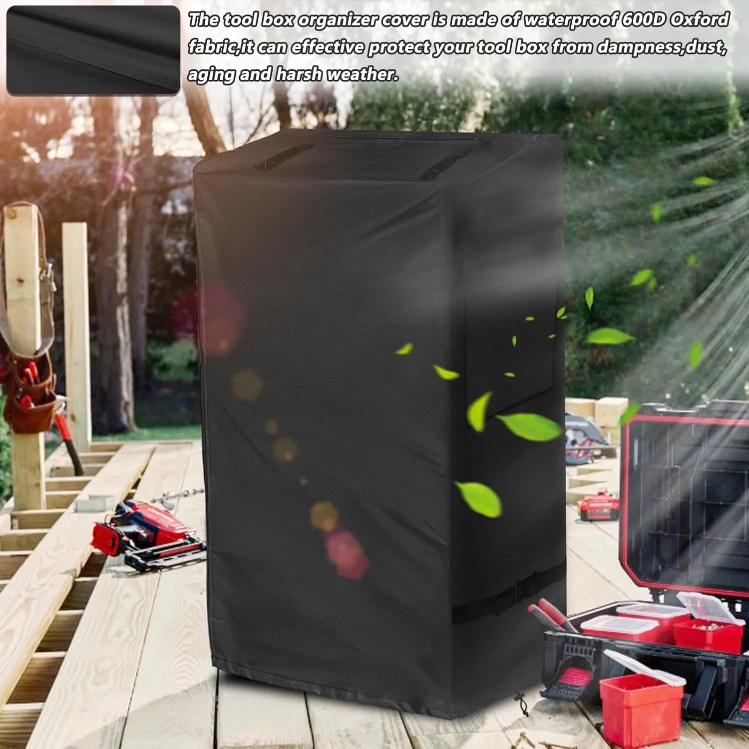 Rolling Tool Box Cover for Stackable Tool Box System with Wheels, Black