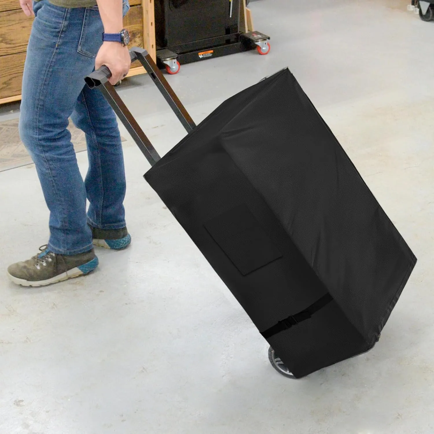 Rolling Tool Box Cover for Stackable Tool Box System with Wheels, Black