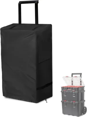 Rolling Tool Box Cover for Stackable Tool Box System with Wheels, Black