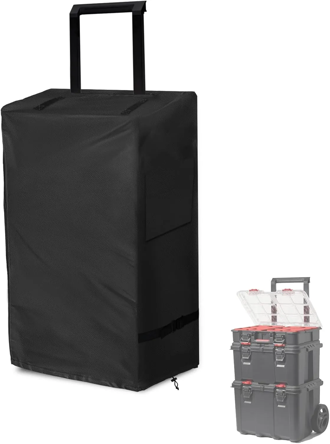 Rolling Tool Box Cover for Stackable Tool Box System with Wheels, Black