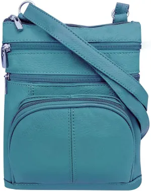Roma Leathers Genuine X-Large Crossbody Purse, Multi-Pocket, Adjustable Strap, XL