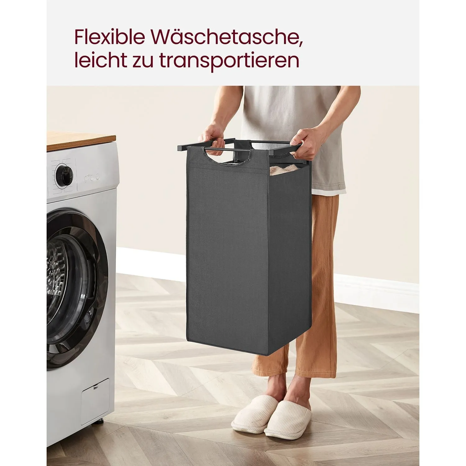 Rootz Laundry Basket with Shelf - Black-Gray Storage Organizer - MDF Steel Oxford Cloth - Large Capacity - Easy Assembly - Space Saving Design - 92.5cm x 33cm x 72cm