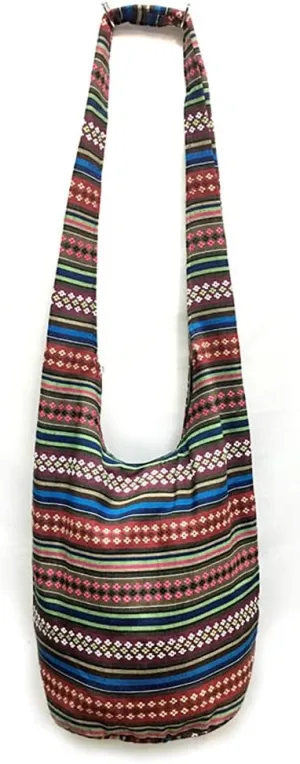 ROUROU Shoulder Bag for women Hippie Crossbody Bag Bohemian Satchel Printed Cotton Linen Hobo Bag Purse
