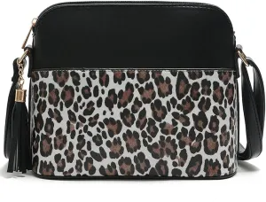 ROUROU Tassel Shoulder Bag for Women Leopard Print Crossbody Bag Large Capacity Satchel Fashion Handbag Purse
