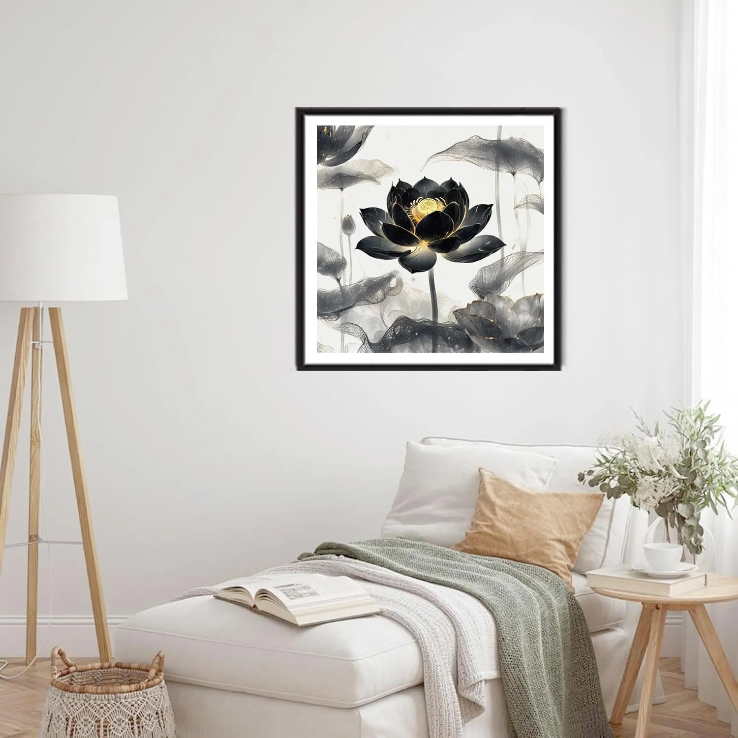 Rousp 5D Diamond Painting Multiple Packs Golden Lotus Water Lotus Flower Small Landscape Diamond Art Kits for Adults Kids, Fun Relaxing Craft Set Perfect for Home Decor Gifts 12x12 Inch