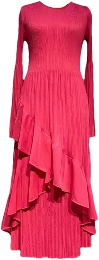 Ruffle Edge Pleated Beach Resort Dress Loose Women's Clothing Long Dresses