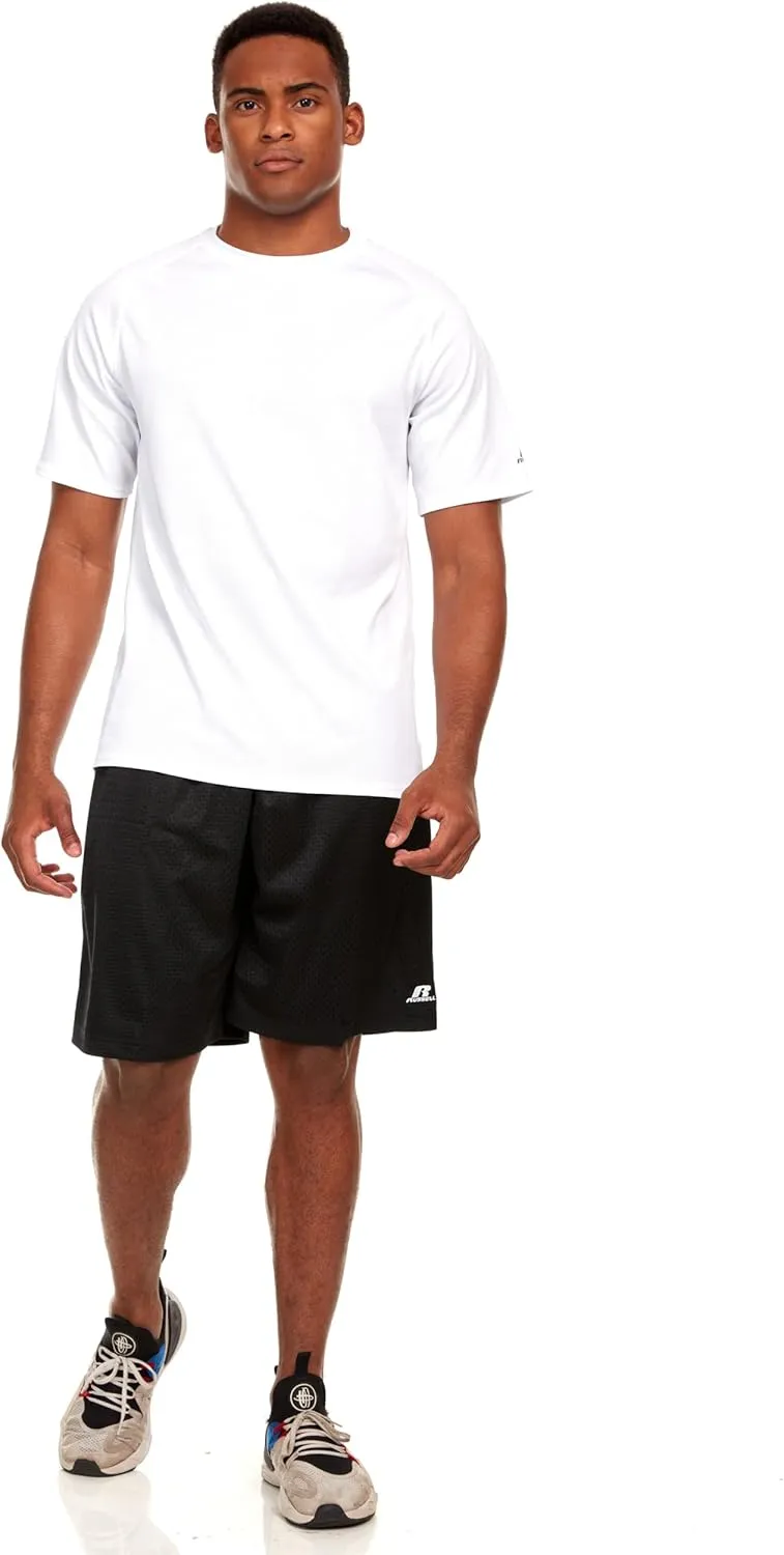 Russell Athletic Men's Active Athletic Dri-Power Loose Fit Short Sleeve Performance T-Shirt Crew Neck Relaxed Fit