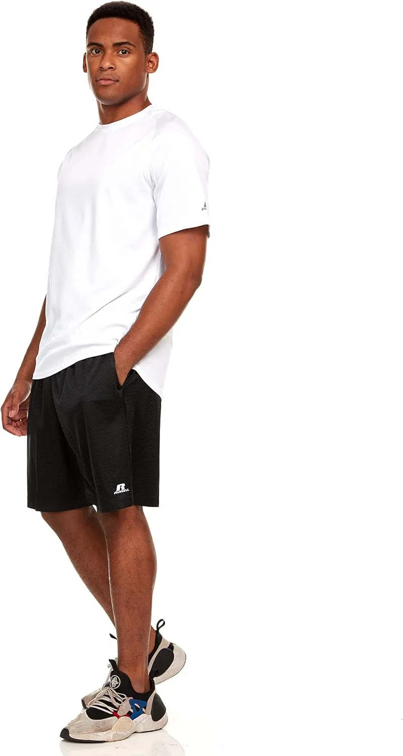 Russell Athletic Men's Active Athletic Dri-Power Loose Fit Short Sleeve Performance T-Shirt Crew Neck Relaxed Fit