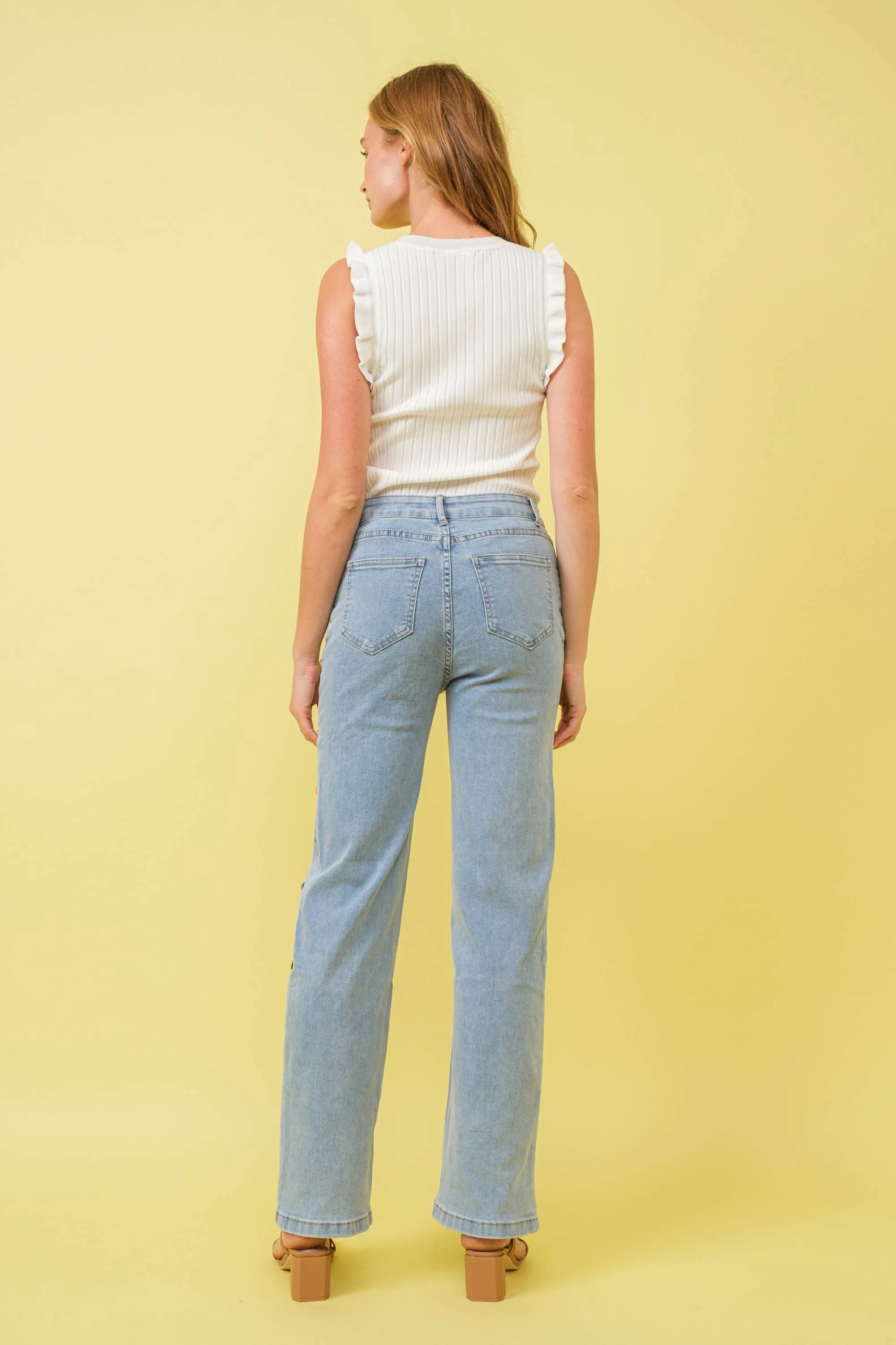Sadie Embellished Straight Jeans