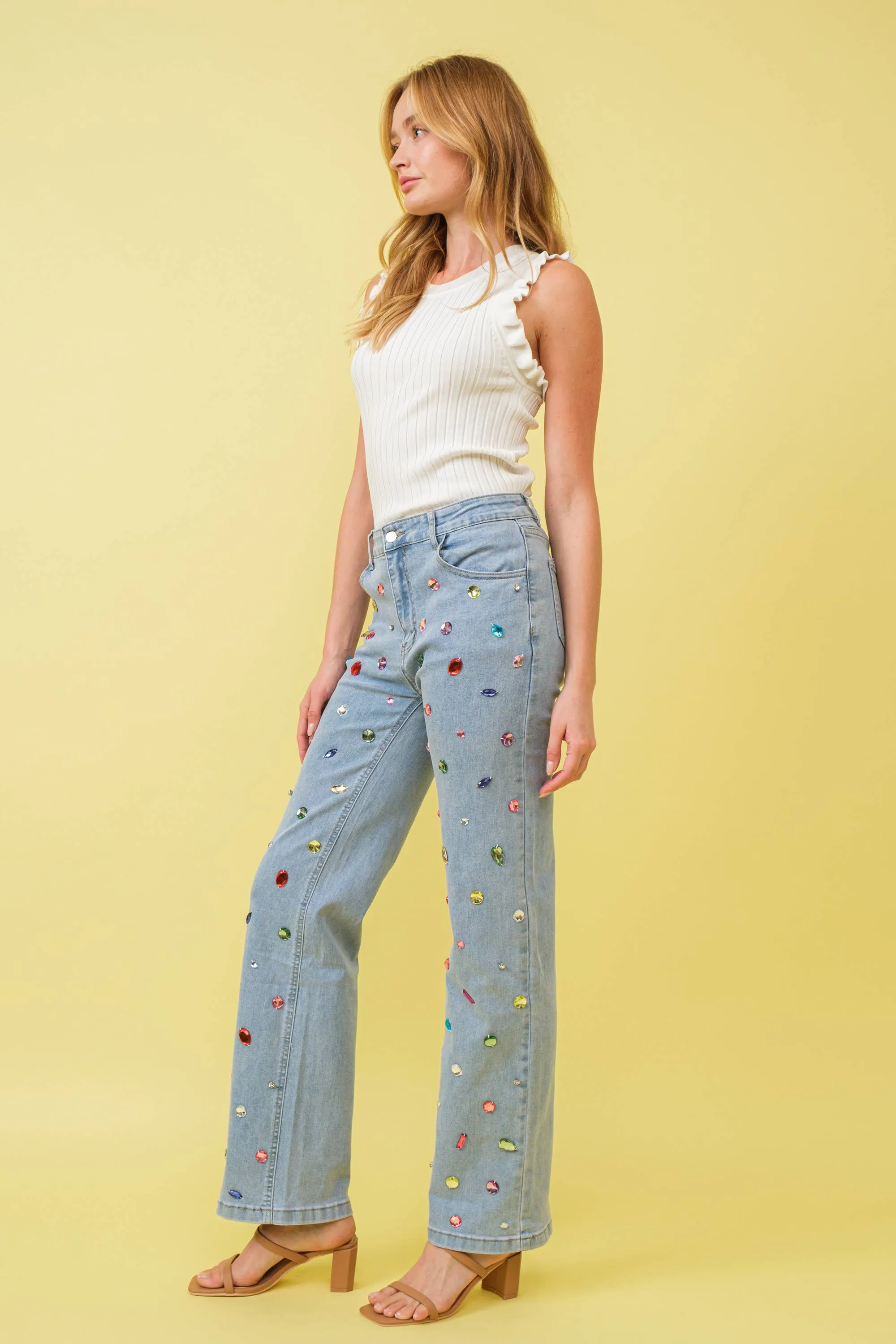 Sadie Embellished Straight Jeans